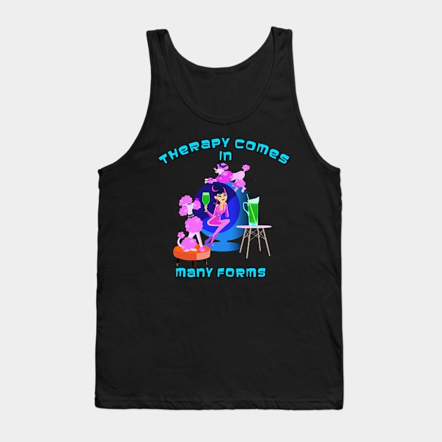 Therapy Comes in Many Forms (Poodles & Cocktails) Tank Top by Lynndarakos